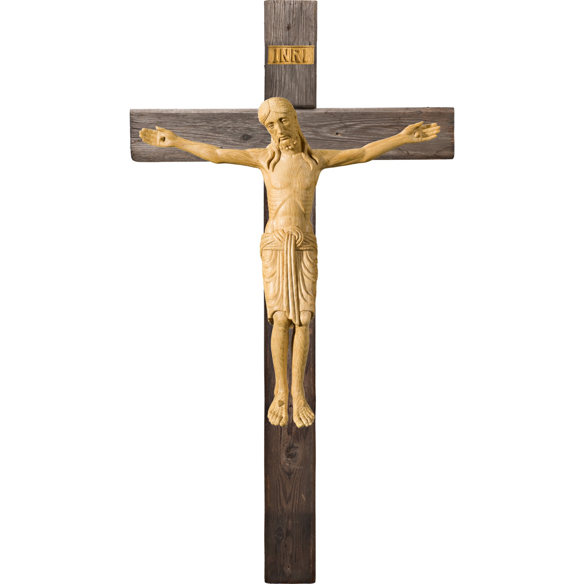 Cristo Románico en cruz Madera vieja